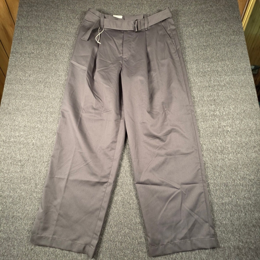 Zara Wide Leg Pants Womens 34 Low Rise Belted Trousers Full Length Pleated NWT